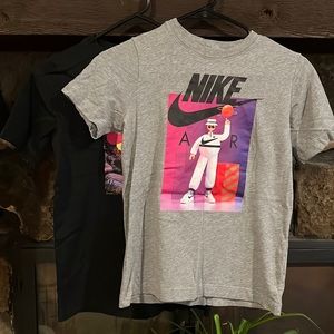 Two Boys Nike tees, medium, super graphic bright FUN!